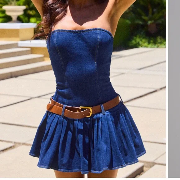 NWT Windsor Flirt Factor Belted Denim Dress - Picture 2 of 8